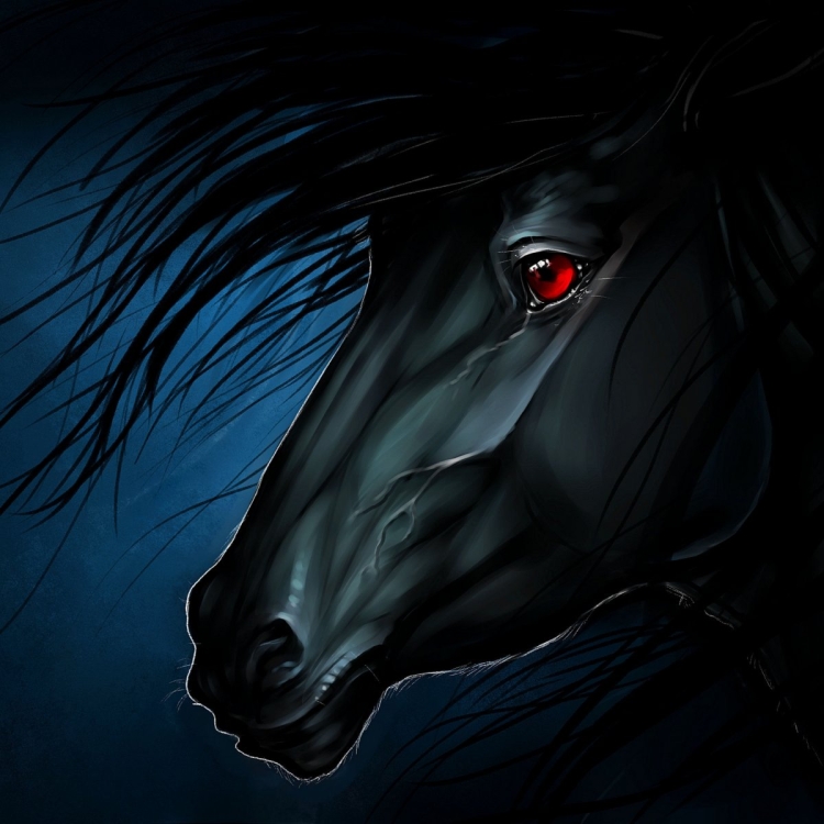 Черный конь с красными глазами