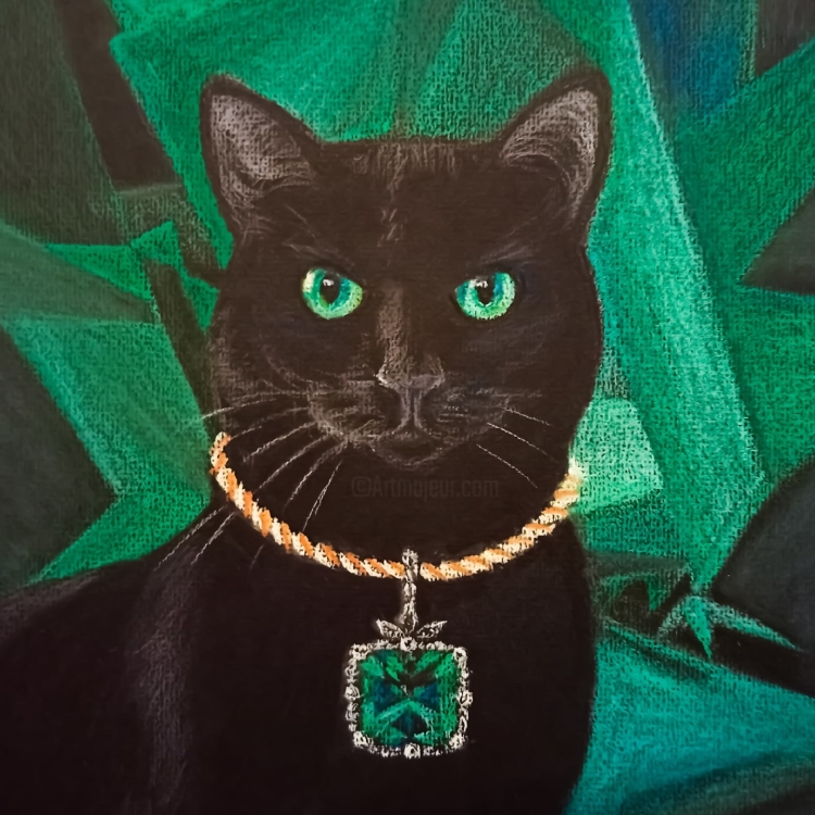 Черный кот с изумрудными глазами