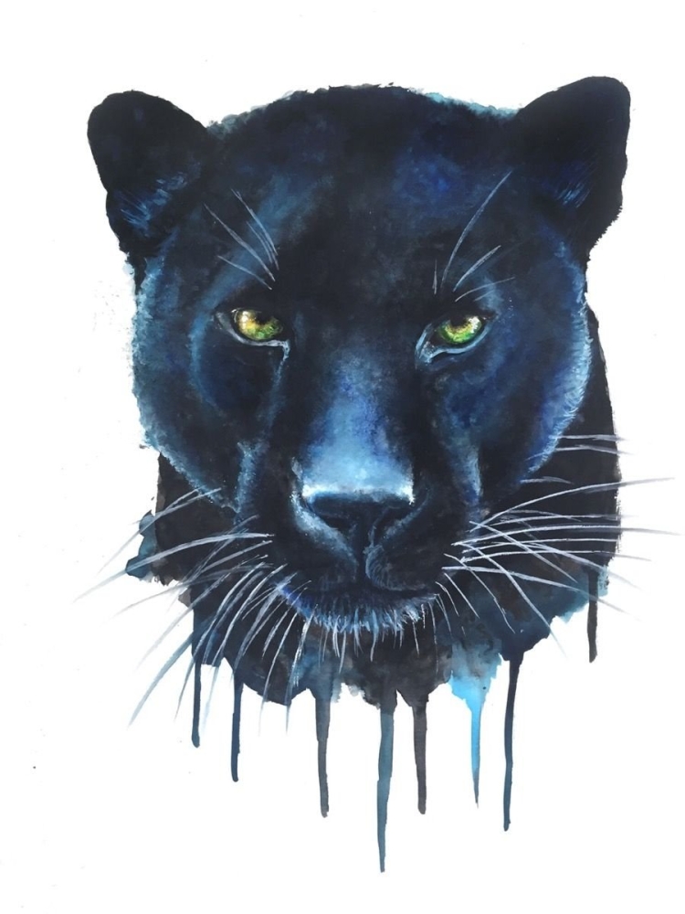 Черная пантера с голубыми глазами