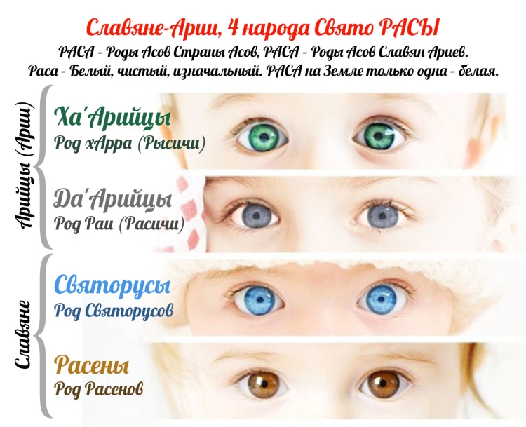 Славянские расы по цвету глаз