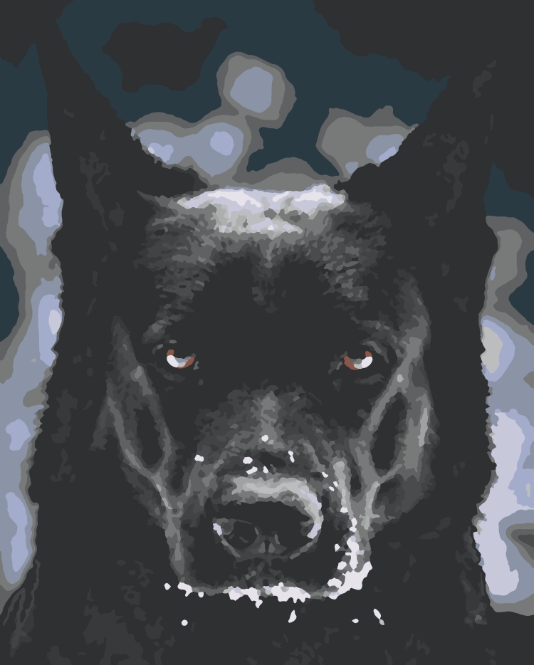 Большая черная собака с красными глазами