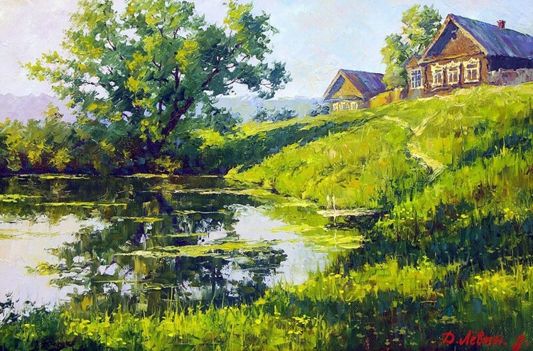 Деревня живопись Дмитрий Левин