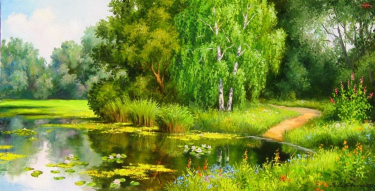 Летний пейзаж живопись Елена Самарская