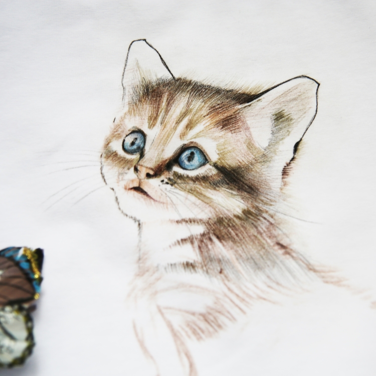 Полосатый кот с голубыми глазами