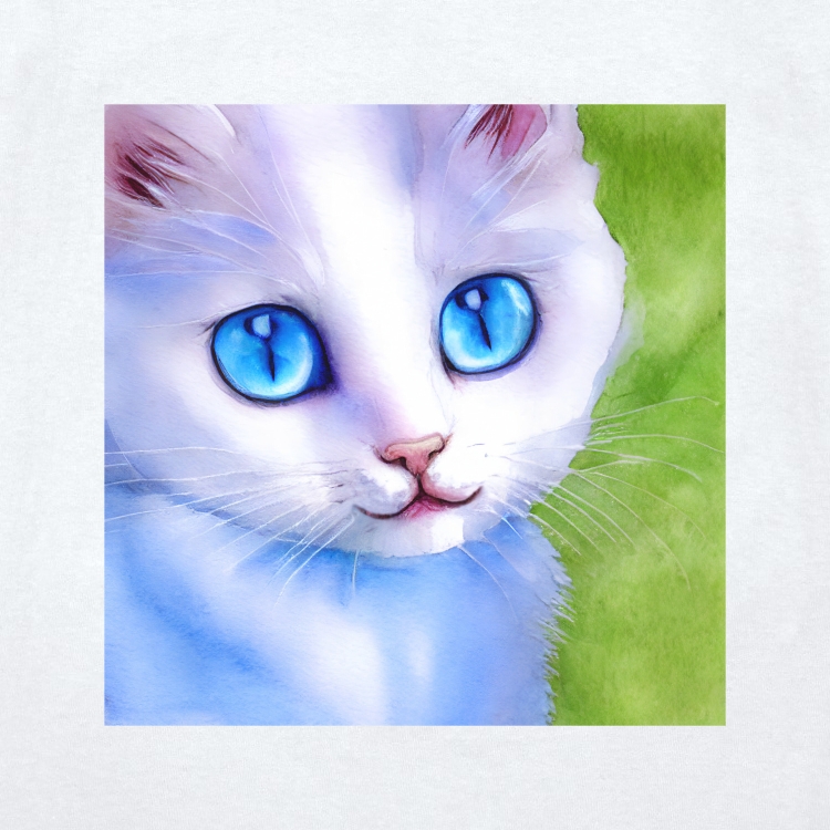 Бело серая кошка с голубыми глазами
