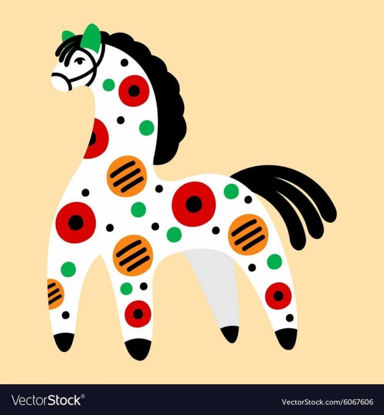 Дымковская игрушка лошадка рисунок