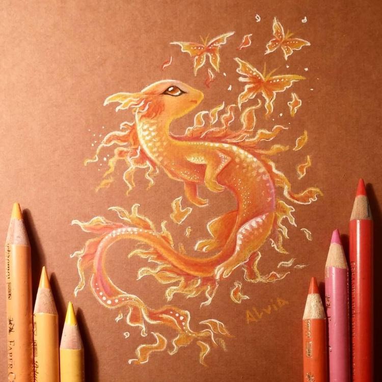 Рисунок дракона красками
