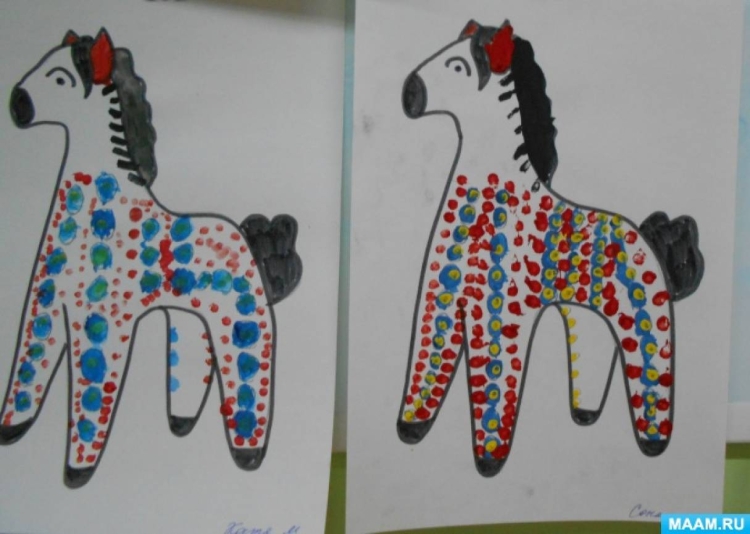 Дымковская игрушка конь рисунок