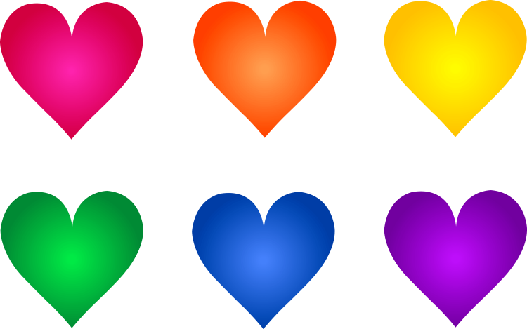Цветные сердечки
