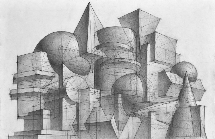 Архитектурная композиция из геометрических фигур