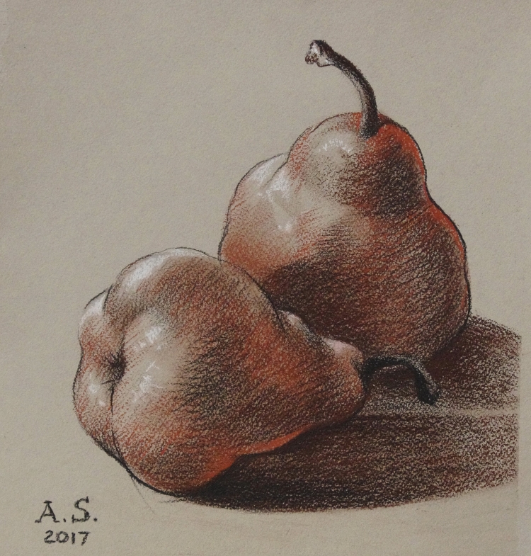 Натюрморт яблоко и груша