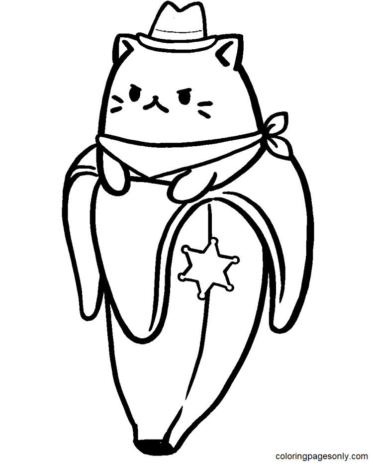 Кот банан раскраска
