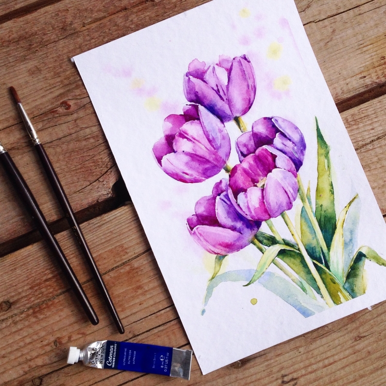 Рисунок тюльпаны красками