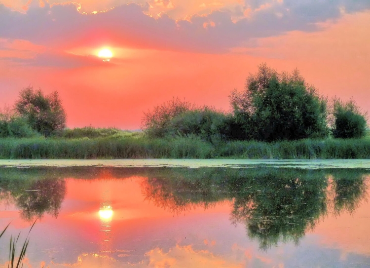 Природа озеро солнце