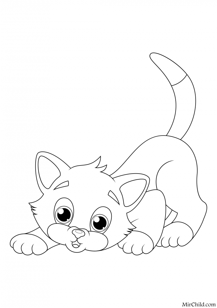 Раскраски котенок с клубком (44 фото)