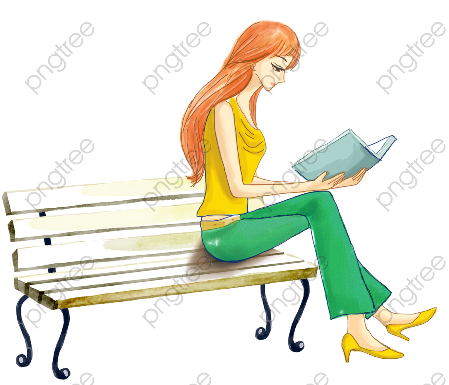 Девочка с книжкой на скамейке. Девочка сидит на книгах. Девушка сидит на скамейке рисунок. С книжкой на скамейке картина.