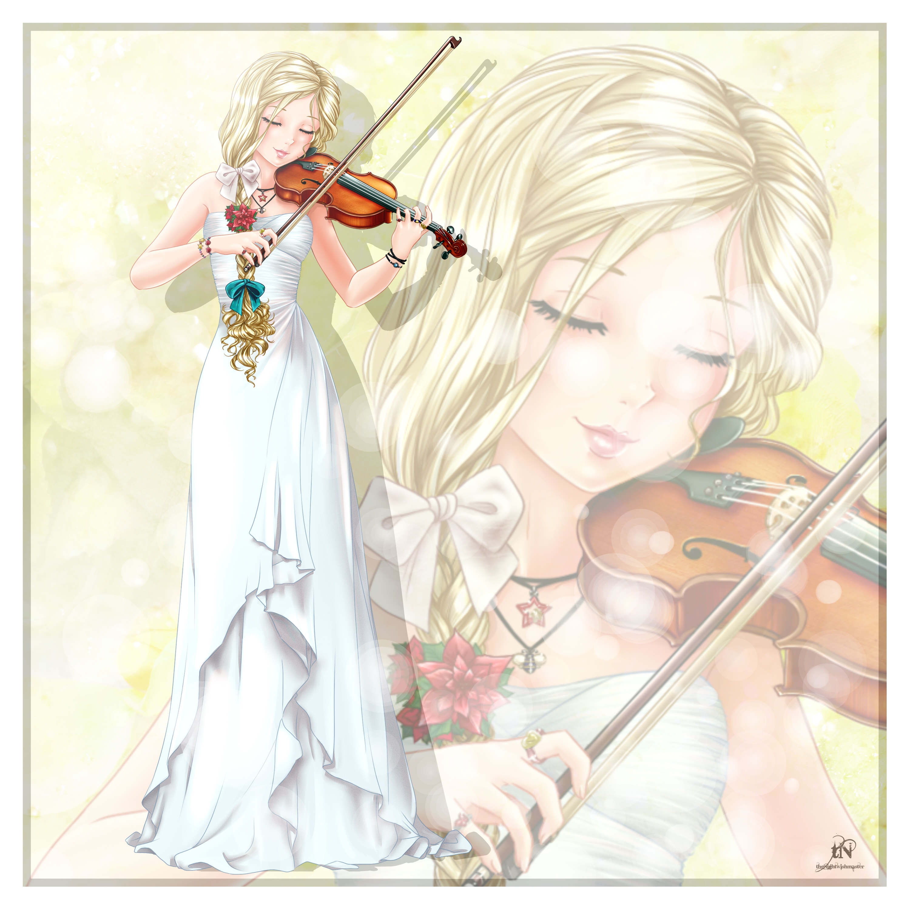 Angels violin. Девушка со скрипкой арт. Скрипачка с длинными белыми волосами. Блондинка со скрипкой.