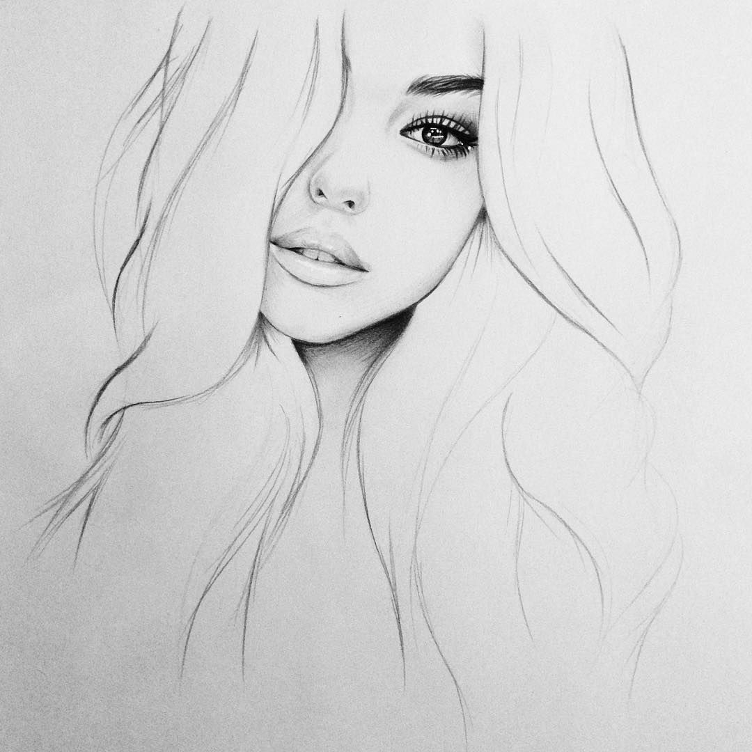 Красивая девушка рисунок карандашом простой (44 фото)