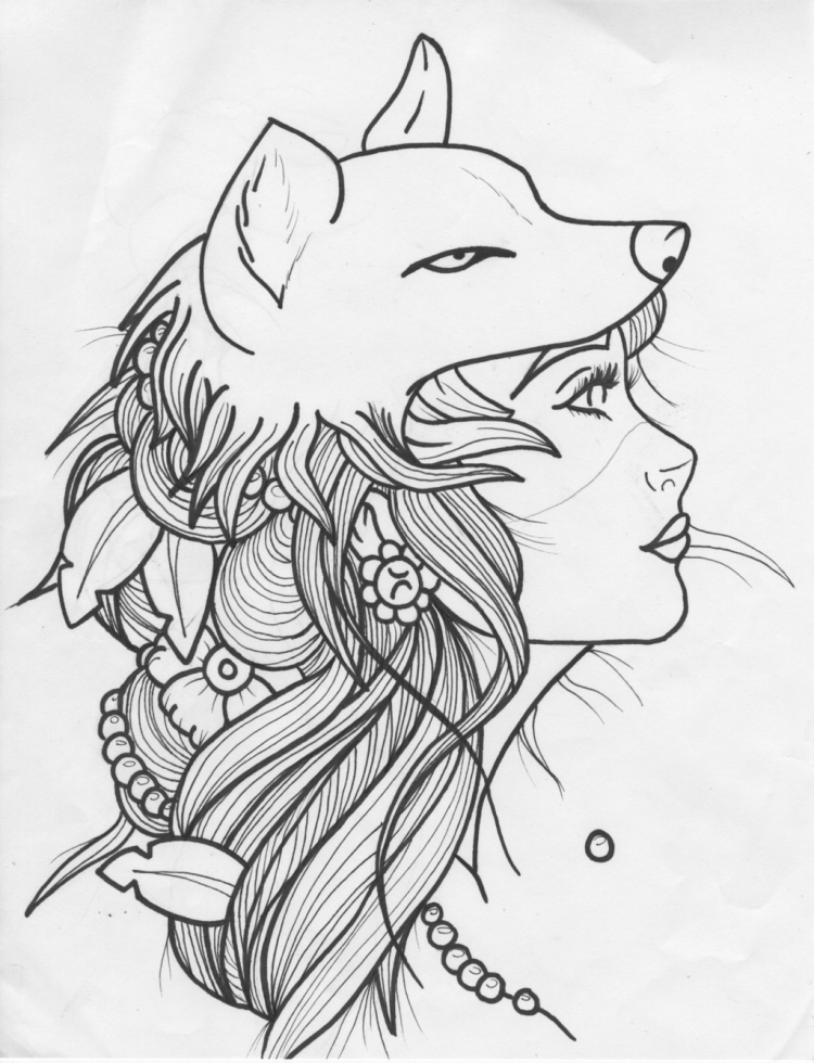 Волк и девушка рисунок карандашом (44 фото)