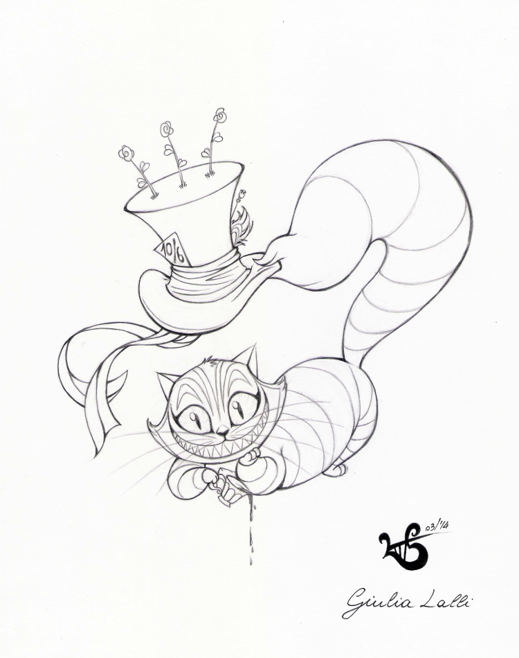Алиса в стране чудес Чеширский кот рисунок (39 фото)