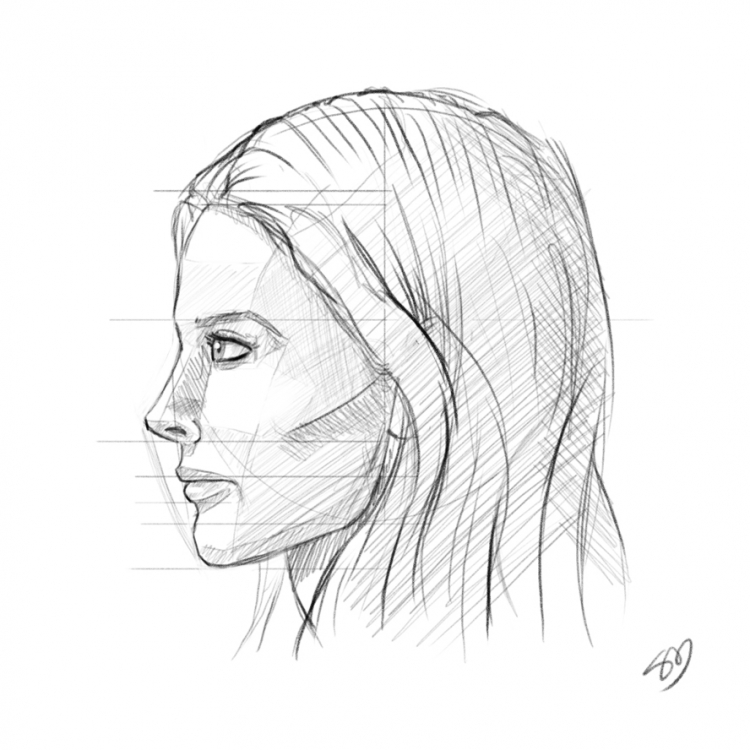 Профиль лица девушки рисунок карандашом (42 фото)