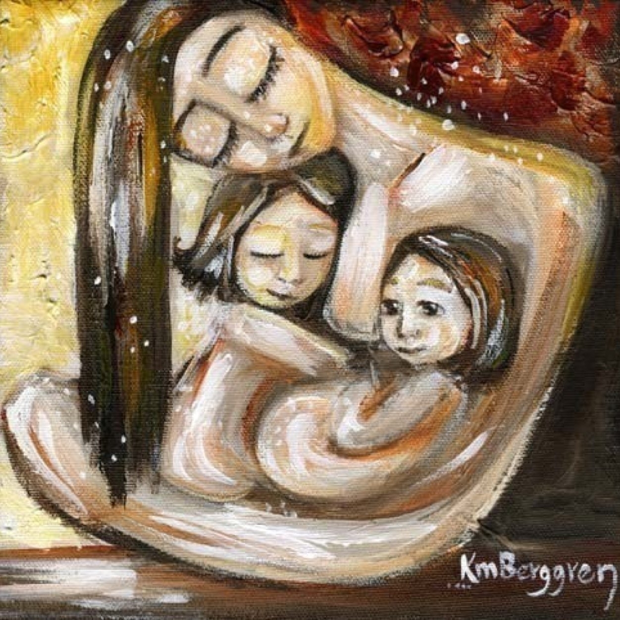 Мамашу двое. Кэти Берггрен двое детей. Кэти Берггрен картины семья. Картины Кэти Берггрен с двойней. Кэти Берггрен мама и 2 Дочки.