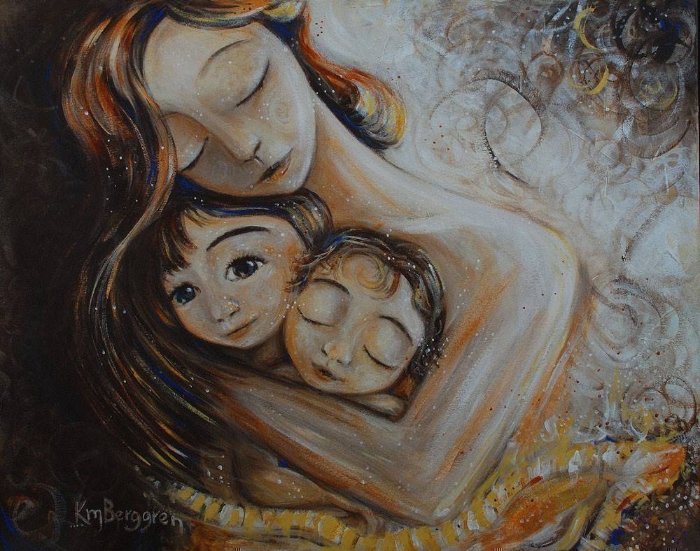 мама с двумя дочками картинки нарисованные