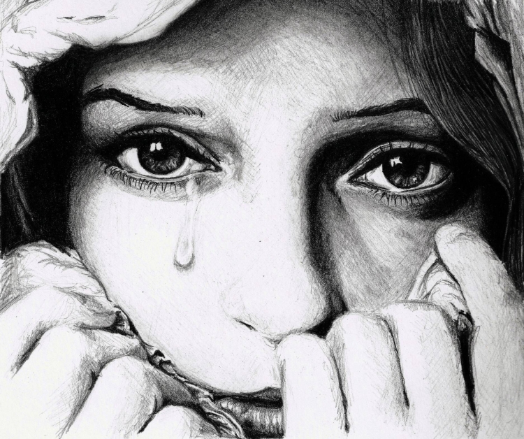 Девушка плачет рисунок (48 фото)