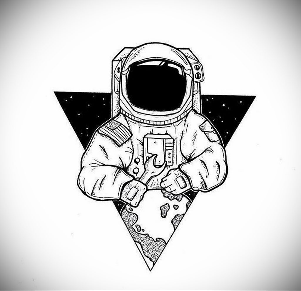 Космонавт в космосе эскиз для татуировки на руке