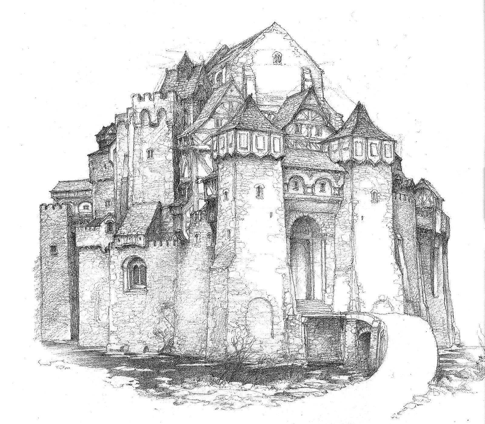 Рисунок старой крепости. Замок скетч. Средневековый стиль рисования. Замок набросок. Замок в графике.