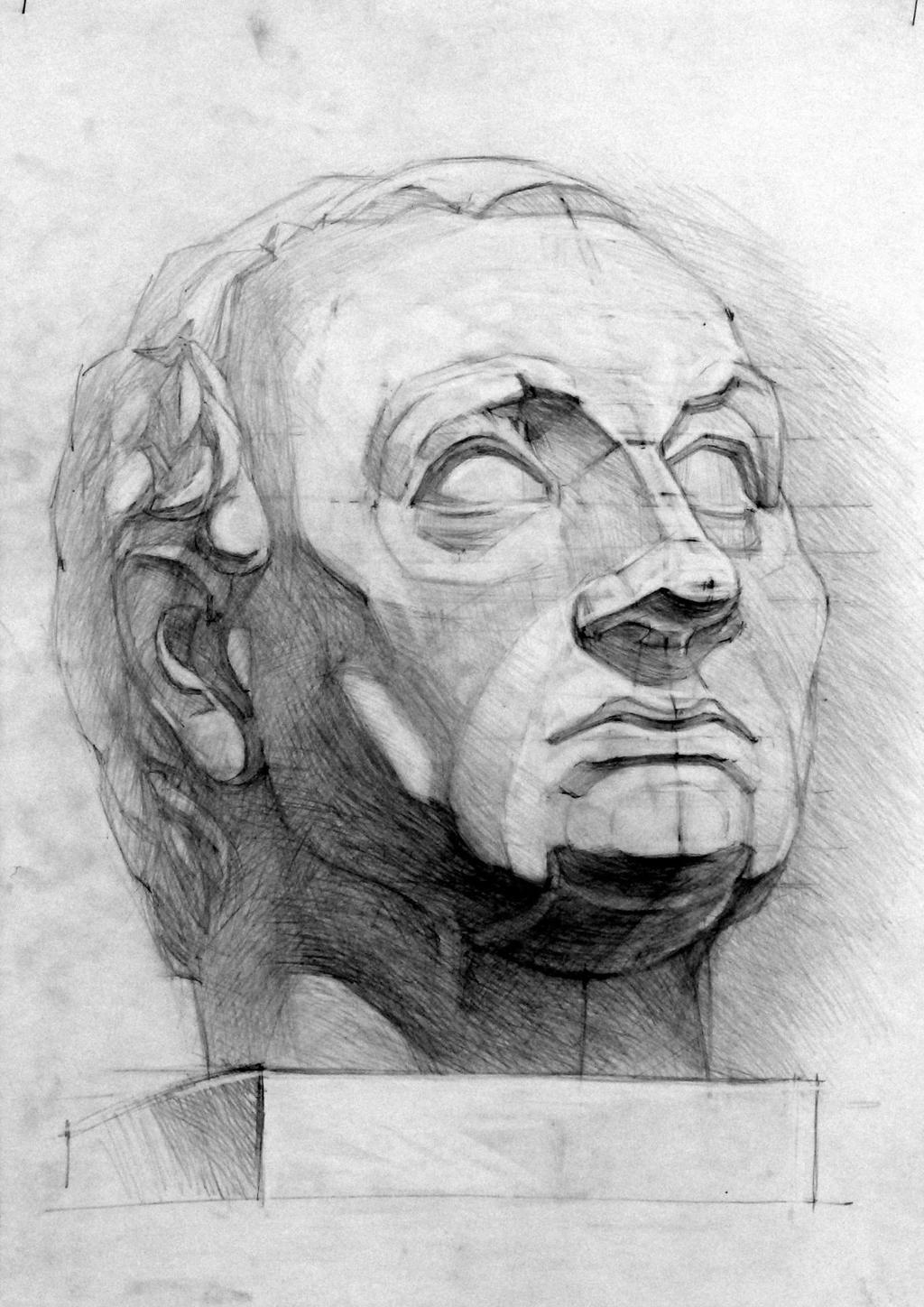 Гипсовая голова рисунок карандашом