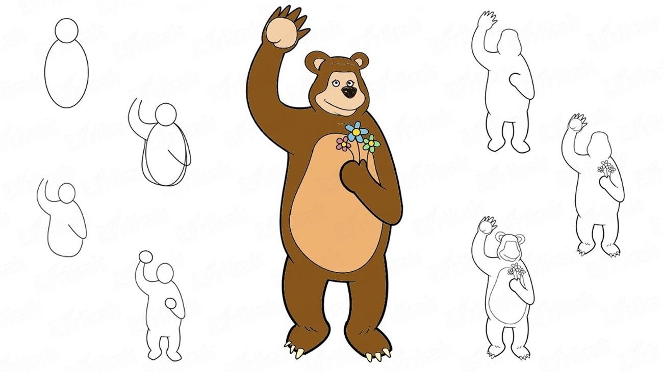как нарисовать Маша и Медведь - Ravlyk