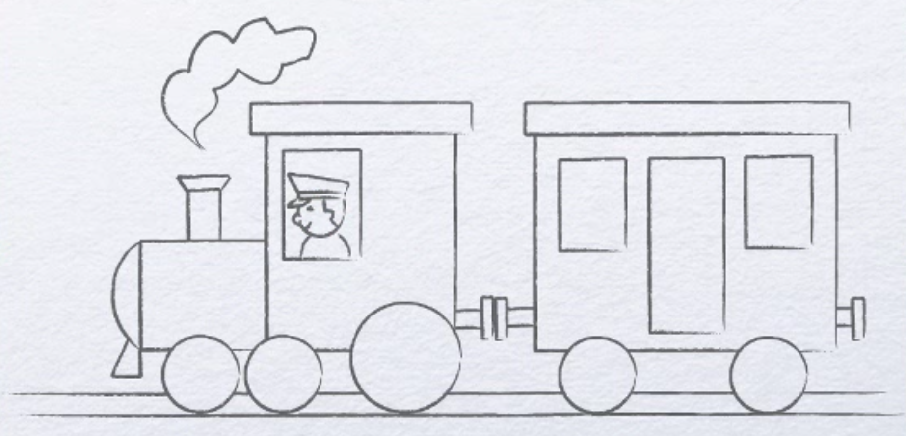 Как нарисовать поезд карандашом поэтапно