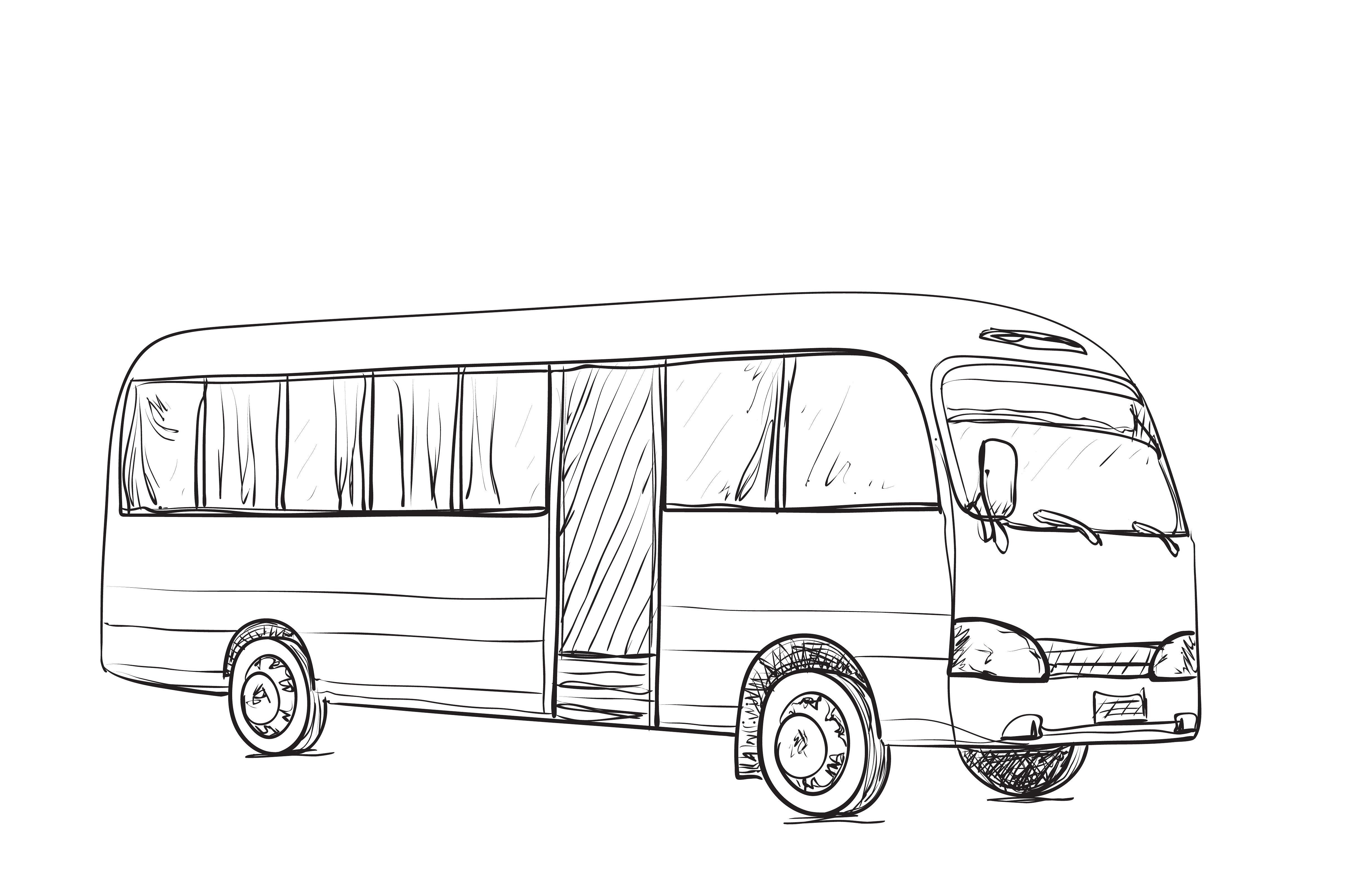 Как поэтапно нарисовать автобус карандашами