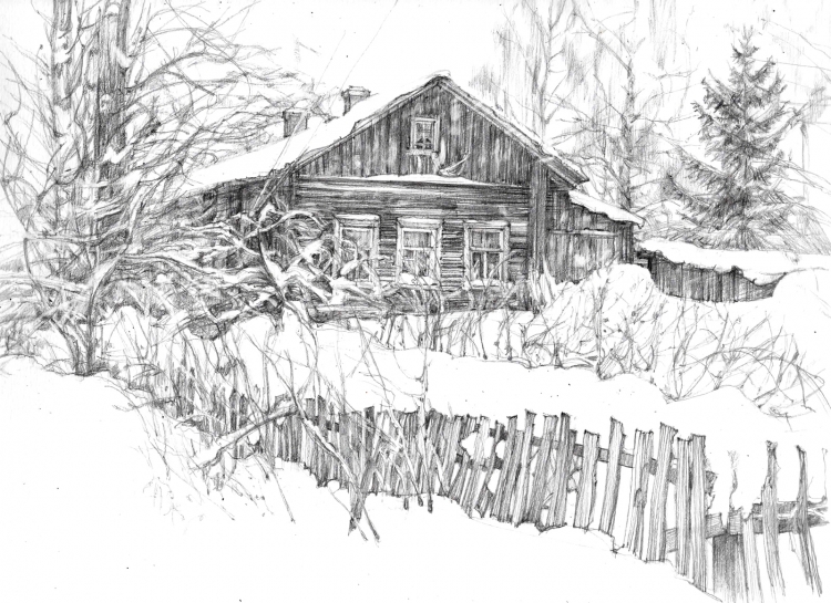 Зарисовки деревенских домов