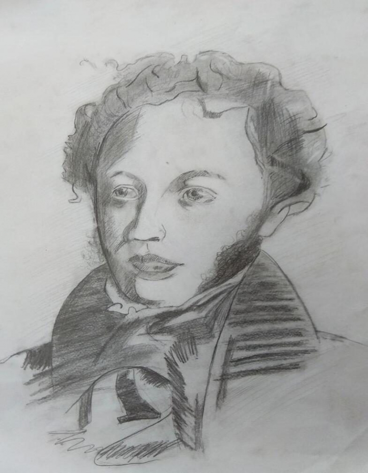 Александр Сергеевич Пушкина рисовать
