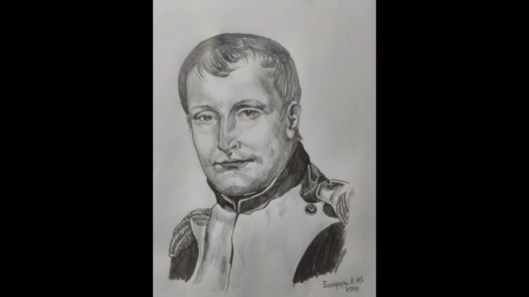Портрет Наполеона Бонапарта карандашом