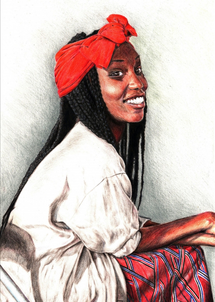 Портрет афроамериканки рисунок