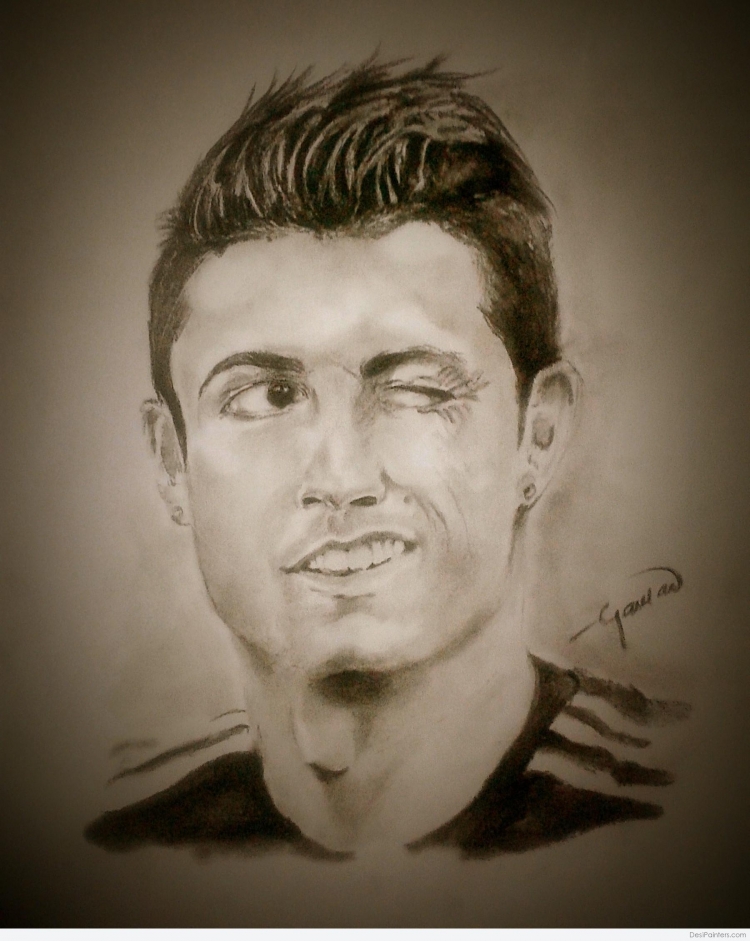 Портрет Роналдо карандашом