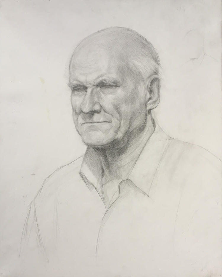 Портрет лысого мужчины карандашом