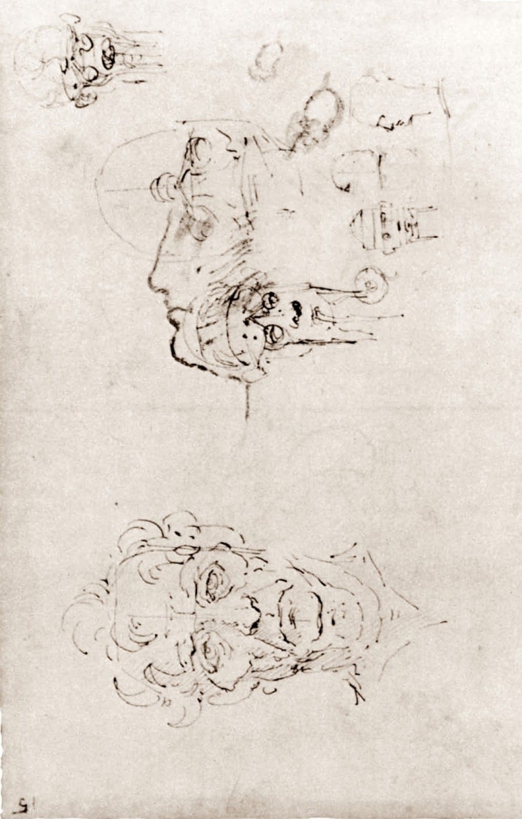 Наброски Леонардо да Винчи карандашом