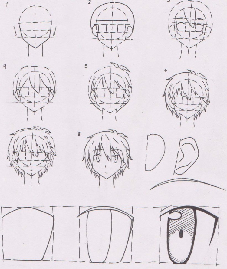 Голова рисунок карандашом аниме