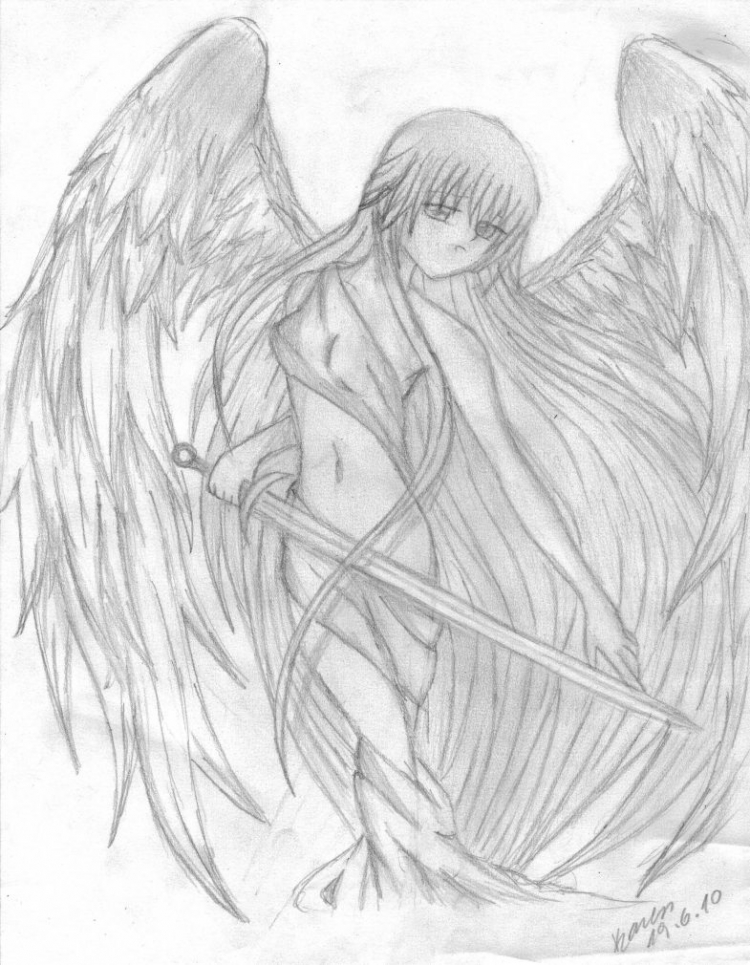 Аниме карандашом ангелы и демоны