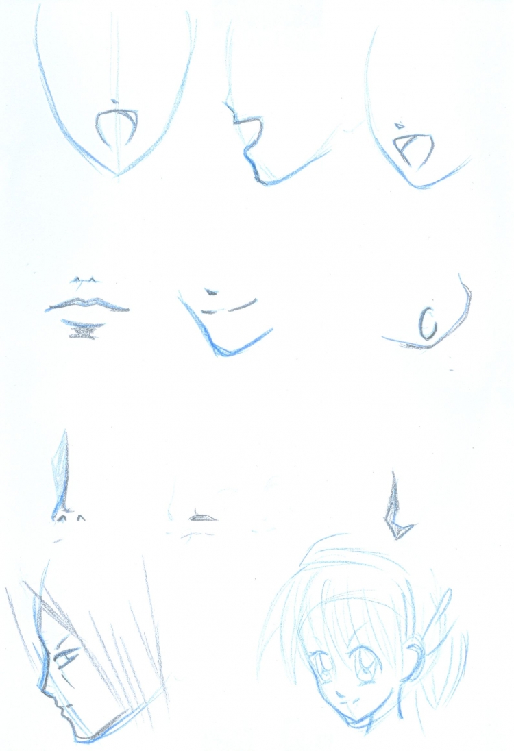 Рисование носа аниме