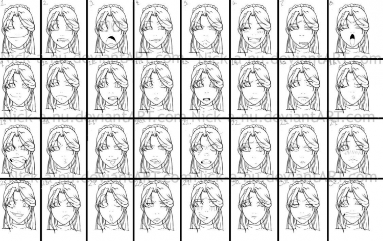 Аниме лица эмоции карандашом