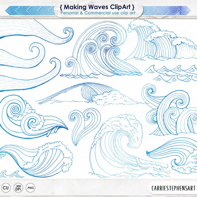 Sea Wave line Art