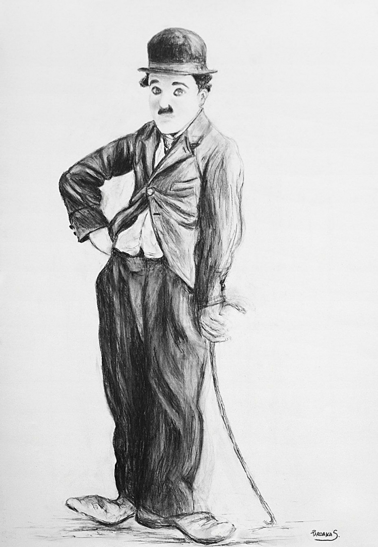 Чарли Чаплин рисунок поэтапно