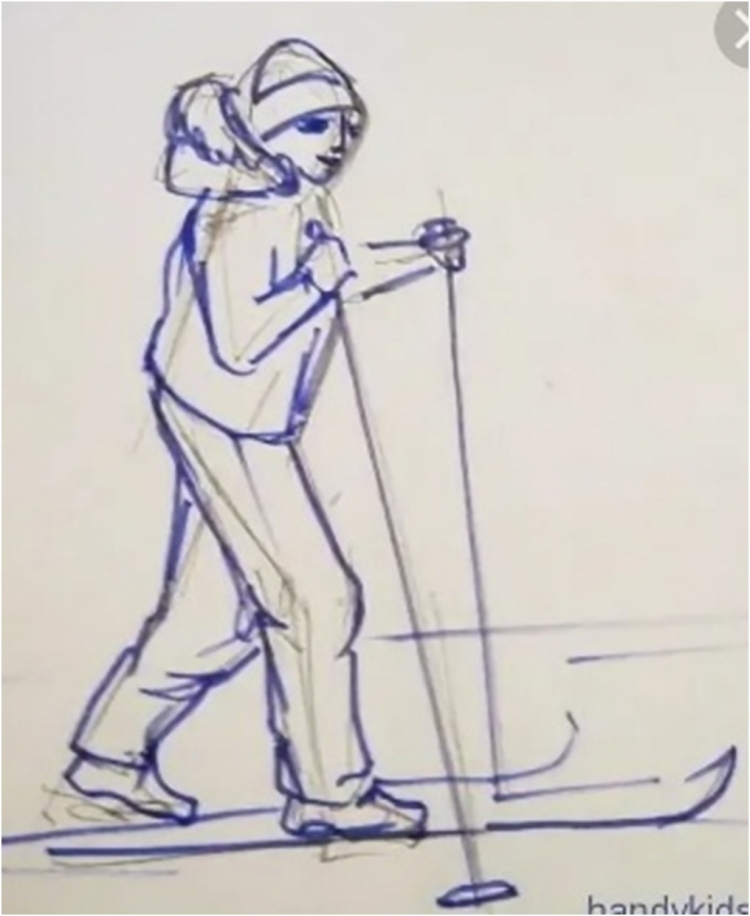 Рисуем лыжника поэтапно: