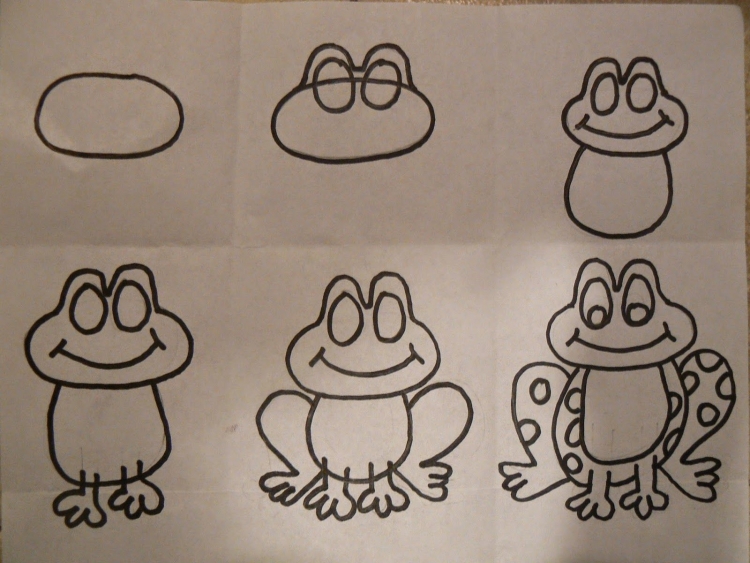 Поэтапное рисование лягушки для дошкольников