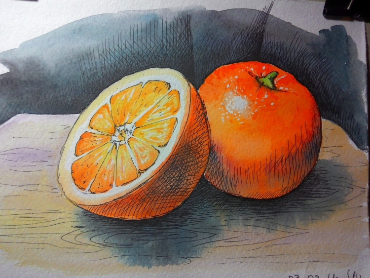Поэтапное рисование апельсина